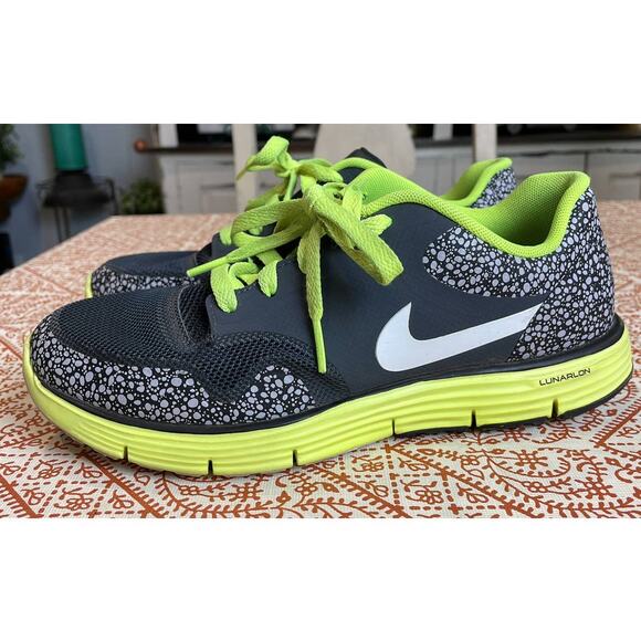 Nike, Lunar Safari, 6Y, Black and Neon Yellow Running Athletic Shoes Kids Unisex - Picture 1 of 8
